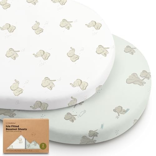 KeaBabies 2-Pack Baby Bassinet Sheets Girl, Boy - Viscose Derived from Bamboo Fitted Bassinet Sheets Compatible with Halo Bassinest Swivel Sleeper, Baby Delight, Graco Bedside Bassinet Mattress Sheet (Elly) - Image 1