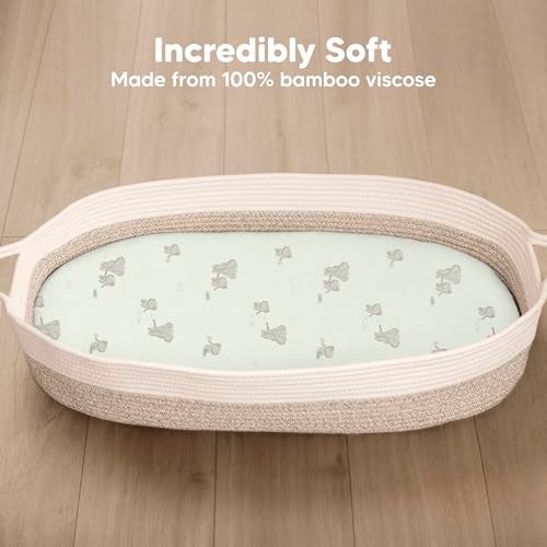 KeaBabies 2-Pack Baby Bassinet Sheets Girl, Boy - Viscose Derived from Bamboo Fitted Bassinet Sheets Compatible with Halo Bassinest Swivel Sleeper, Baby Delight, Graco Bedside Bassinet Mattress Sheet (Elly) - Image 2