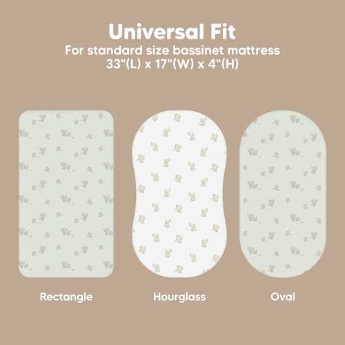 KeaBabies 2-Pack Baby Bassinet Sheets Girl, Boy - Viscose Derived from Bamboo Fitted Bassinet Sheets Compatible with Halo Bassinest Swivel Sleeper, Baby Delight, Graco Bedside Bassinet Mattress Sheet (Elly) - Image 3