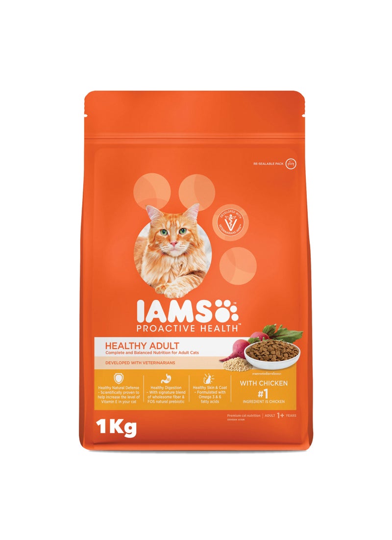 Iams Adult Dry Cat Food with Chicken 1kg - Image 1