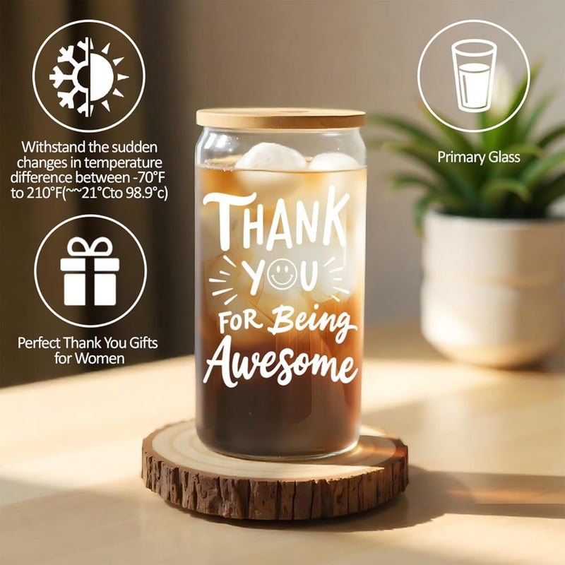 LUICONMO Thank You Gifts for Women, Appreciation Gifts for Coworkers Teacher with 16oz Thank You for Being Awesome Glass, Employee Appreciation Gift Box Thanksgiving Christmas Gift set - Image 2