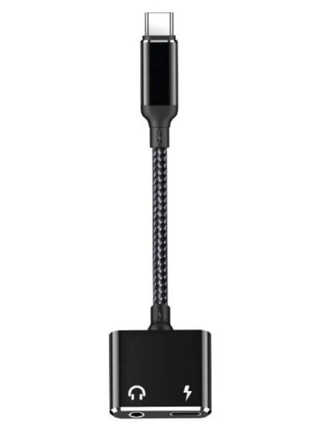 PROMASS PM-0348 Type-C to 3.5mm Audio Adapter OTG Convertor with PD 3A Fast Charging Port – Supports Calls, Music Playback & Wire Control