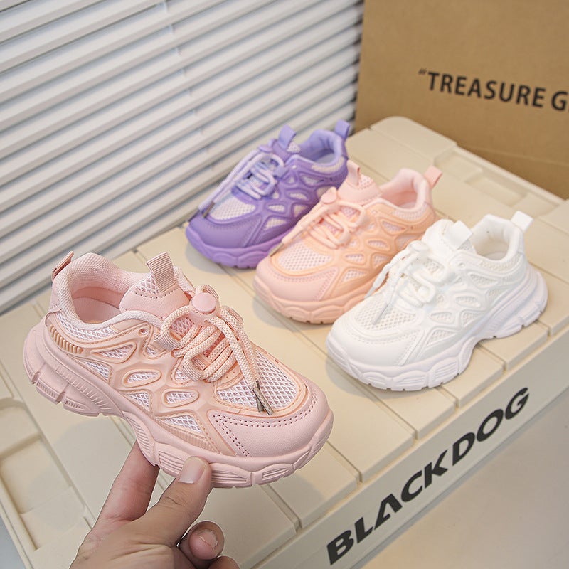 Girls' Sneakers Shoes 2025 Spring & Fall New Breathable Sneakers Kidsren'S Fashion Dad Shoes Girls Fashionable Small - Image 2