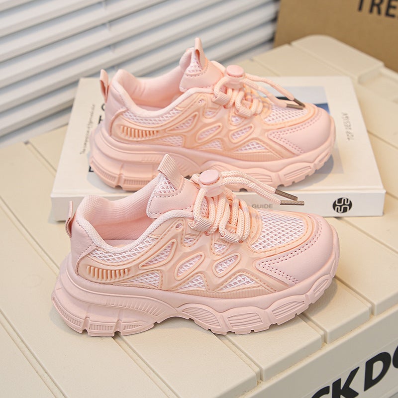 Girls' Sneakers Shoes 2025 Spring & Fall New Breathable Sneakers Kidsren'S Fashion Dad Shoes Girls Fashionable Small - Image 4
