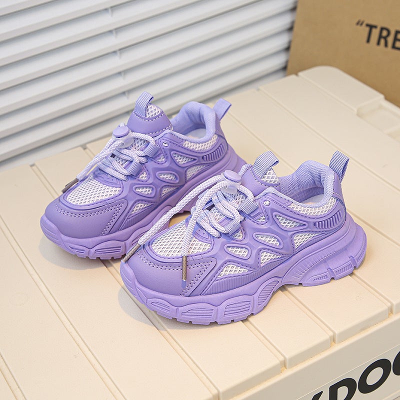 Girls' Sneakers Shoes 2025 Spring & Fall New Breathable Sneakers Kidsren'S Fashion Dad Shoes Girls Fashionable Small - Image 3
