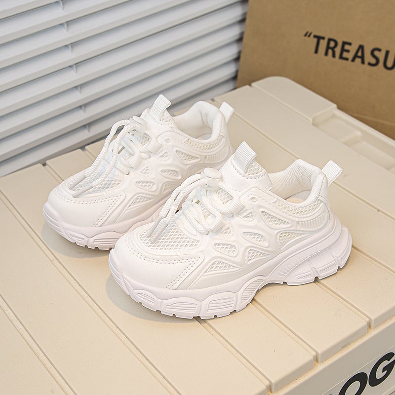 Girls' Sneakers Shoes 2025 Spring & Fall New Breathable Sneakers Kidsren'S Fashion Dad Shoes Girls Fashionable Small - Image 1