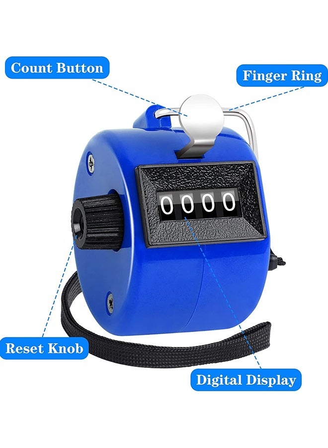 Wffo 2 Pack Hand Tally Counter - 4 Digital Mechanical Palm Click Counter with Finger Ring, for Sport Stadium Coach Referees Row School Event (Blue and Red) - Image 3