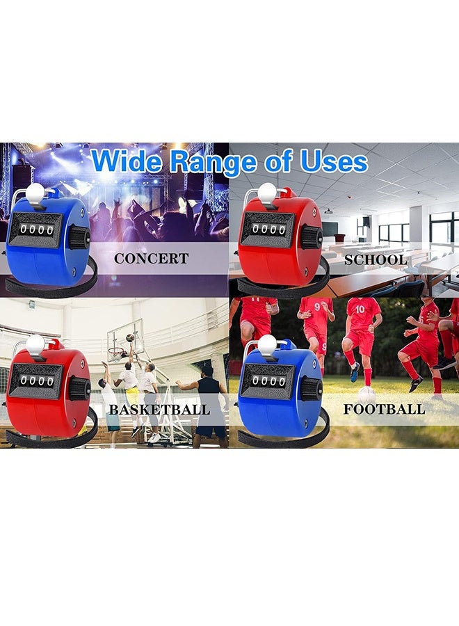 Wffo 2 Pack Hand Tally Counter - 4 Digital Mechanical Palm Click Counter with Finger Ring, for Sport Stadium Coach Referees Row School Event (Blue and Red) - Image 5