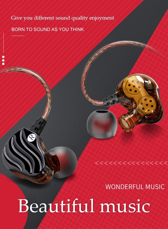 DUNISO In ear headphone,heavy bass wired monitor dual dynamic headphones, ergonomic cochlear headphones ，with microphone, 1.2M, 3.5MM universal plug  - Image 3