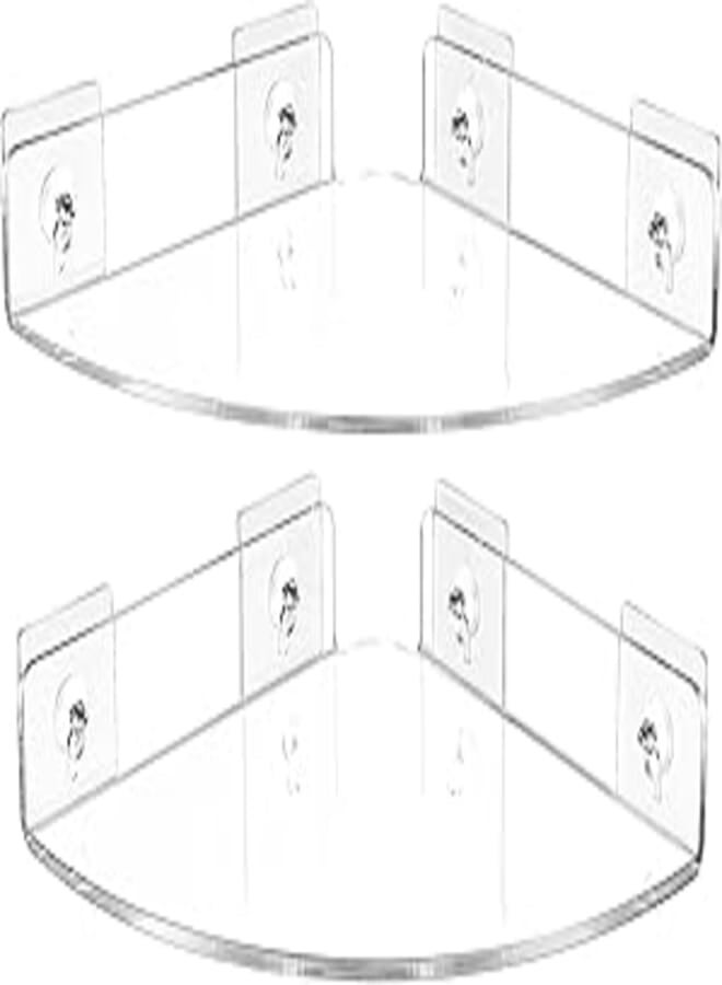 MaxGear Shower Caddy Corner Acrylic Bathroom Shelf Wall Mounted Shower Organizer with Adhesive Shower Shelves for Tile Walls Shampoo Holder for Shower, 2 Pack