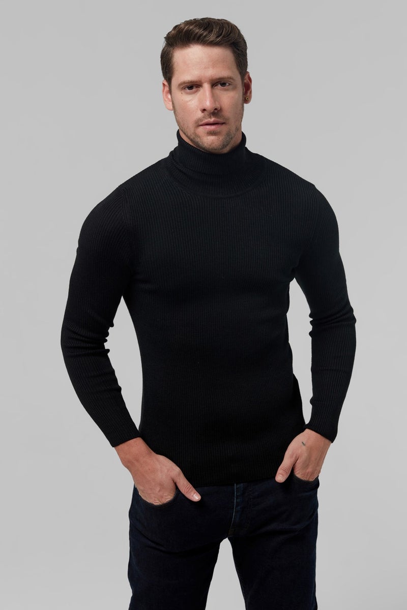 twn Slim Fit Black Rib Knitted Sweater 9EC060631764M  - Image 1