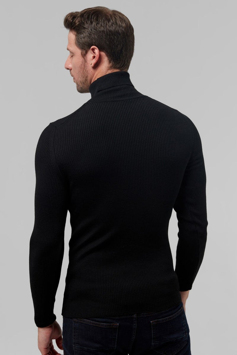 twn Slim Fit Black Rib Knitted Sweater 9EC060631764M  - Image 3