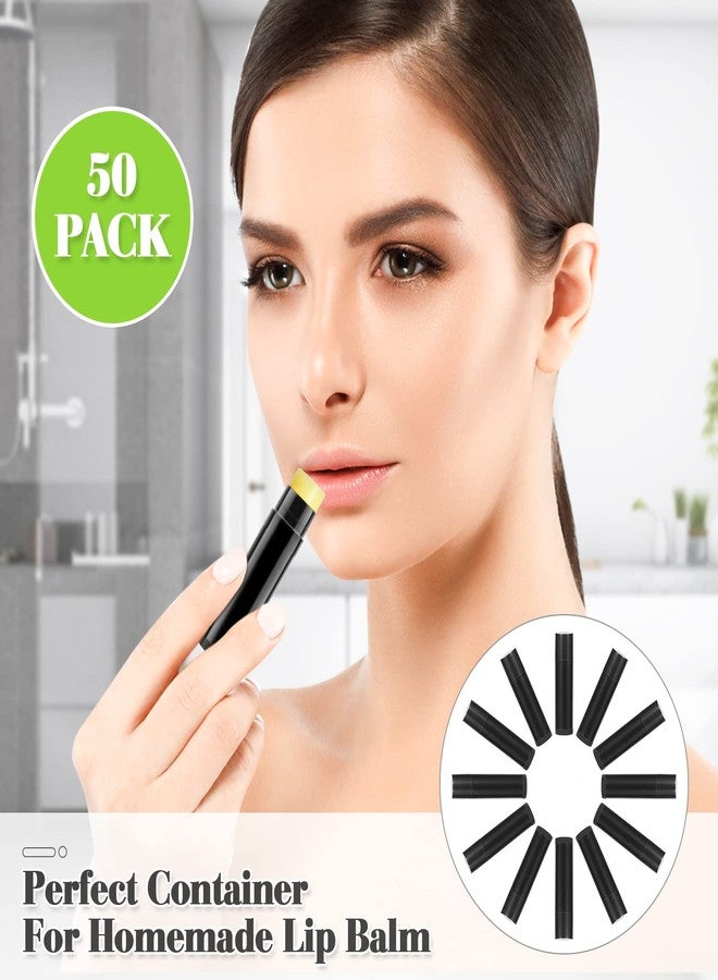 DMuuuDM ٥٠ أنبوبًا من مرطب الشفاه، ٥٫٥ غرام، عبوات بلاستيكية فارغة لمرطب الشفاه، عبوات مزيل عرق قابلة للدوران لصنع أحمر الشفاه ومرطب الشفاه والعطور الصلبة المنزلية، أسود - Image 3
