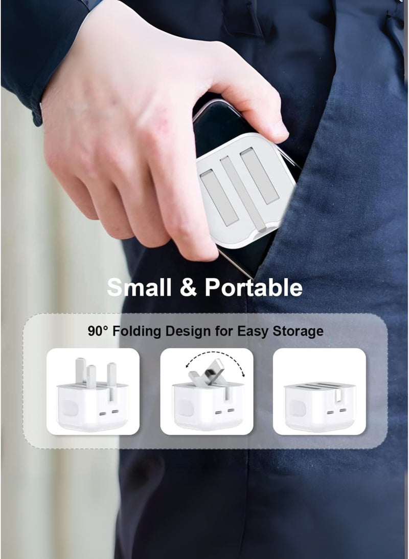 Sunshine Trade World 50W Dual USB-C Fast Charger Plug with Cable USB-C to Lightning, – Power Adapter for iPhone 16/15/14/13/12/11/Pro/Max, Samsung, iPad, AirPods, Speaker & More  - Image 5