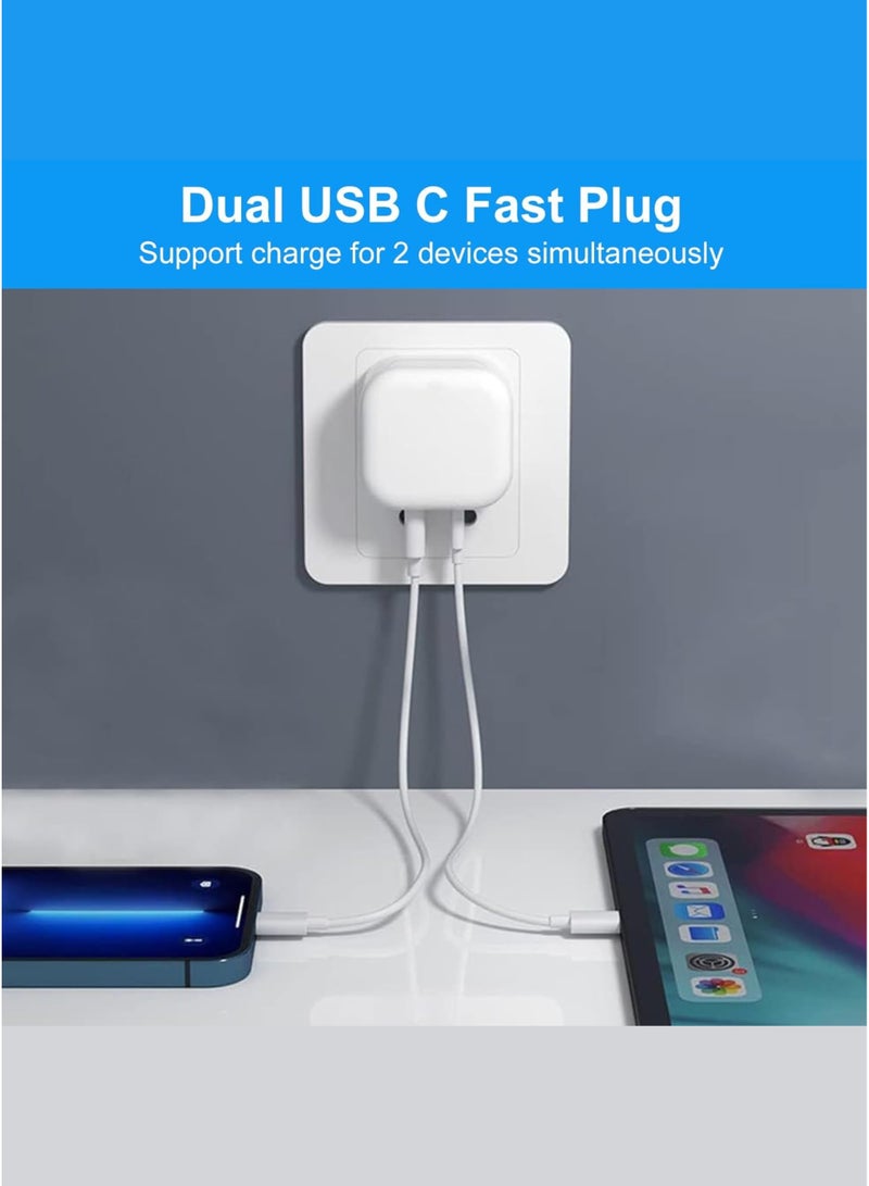 Sunshine Trade World 50W Dual USB-C Fast Charger Plug with Cable USB-C to Lightning, – Power Adapter for iPhone 16/15/14/13/12/11/Pro/Max, Samsung, iPad, AirPods, Speaker & More  - Image 4