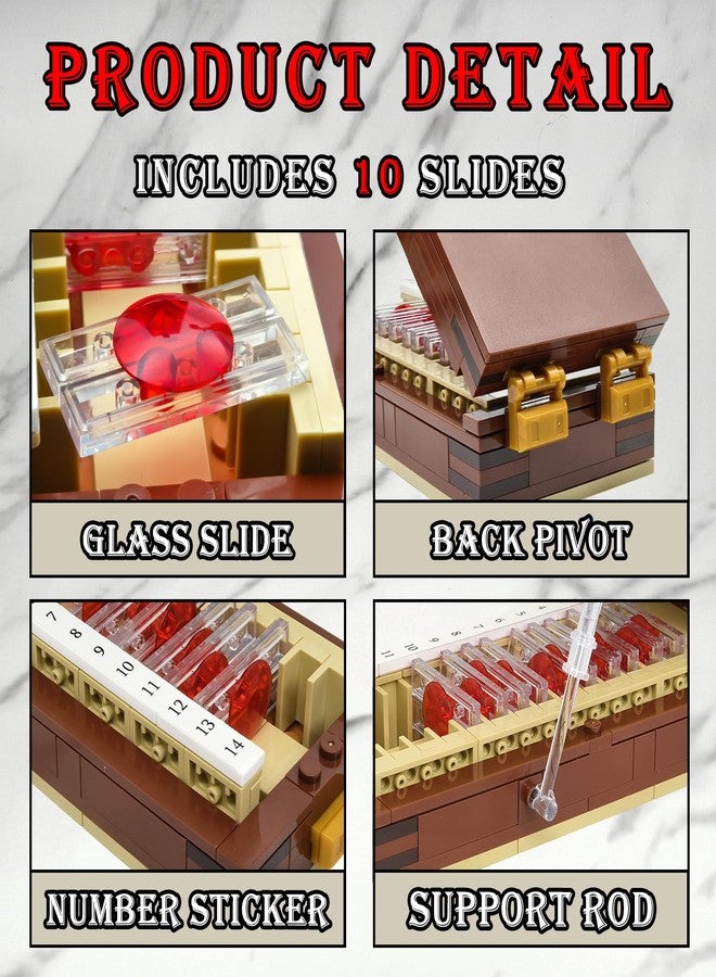 TNDCKP Crime Trophy Blood Slide Box Building Set, Compatible with Lego 630 Accessory, Openable Display Case with Numbered Slide Stickers, Gift-Ready Packaging for Crime Drama Fans, 202PCS - Image 3