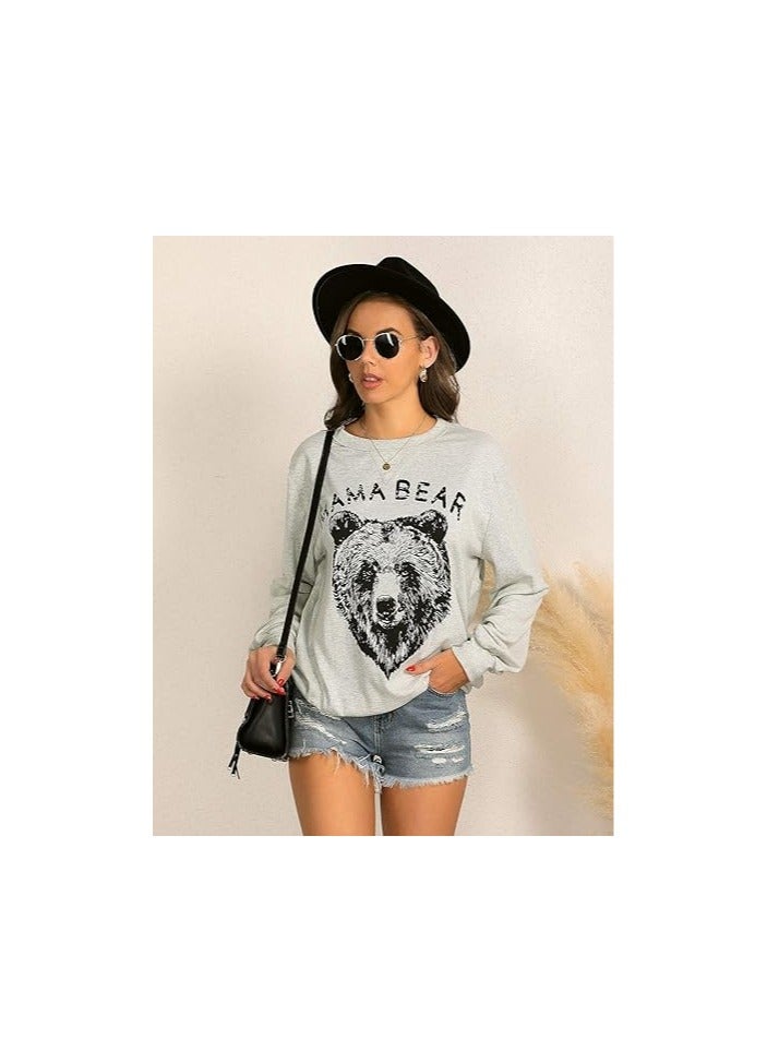 Womens Mama Bear Sweatshirt Crewneck Loose Fit Cute Long Sleeve Tops Graphic Fall Outfits Winter Clothes  - Image 5