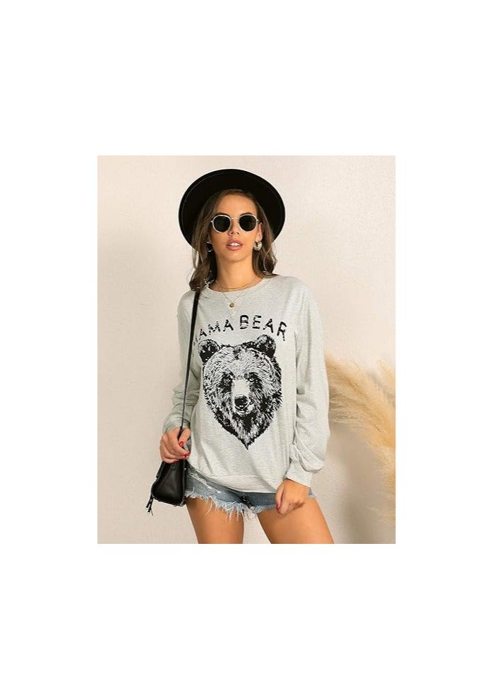 Womens Mama Bear Sweatshirt Crewneck Loose Fit Cute Long Sleeve Tops Graphic Fall Outfits Winter Clothes  - Image 4