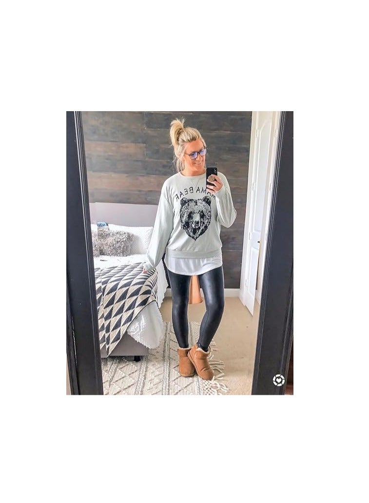 Womens Mama Bear Sweatshirt Crewneck Loose Fit Cute Long Sleeve Tops Graphic Fall Outfits Winter Clothes  - Image 3