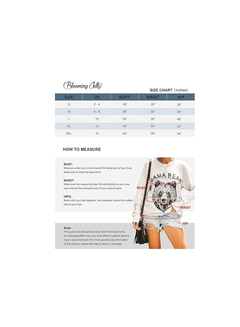 Womens Mama Bear Sweatshirt Crewneck Loose Fit Cute Long Sleeve Tops Graphic Fall Outfits Winter Clothes  - Image 2