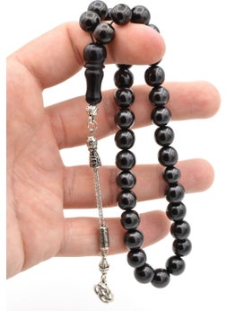 Murty99 Silver Plated Whipped Sphere Cut Oltu Stone Prayer Beads 10 mm  - Image 4