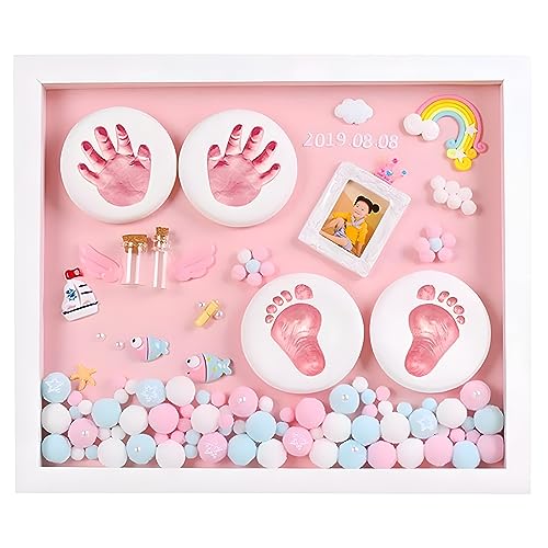 Koochie-Koo Personalized Baby Hand and Footprint Frame Set for Preserving Memories, Cherished Moments Keepsake Kit for Newborns, Pink, 0-2 Years (Set of 1) - Image 1