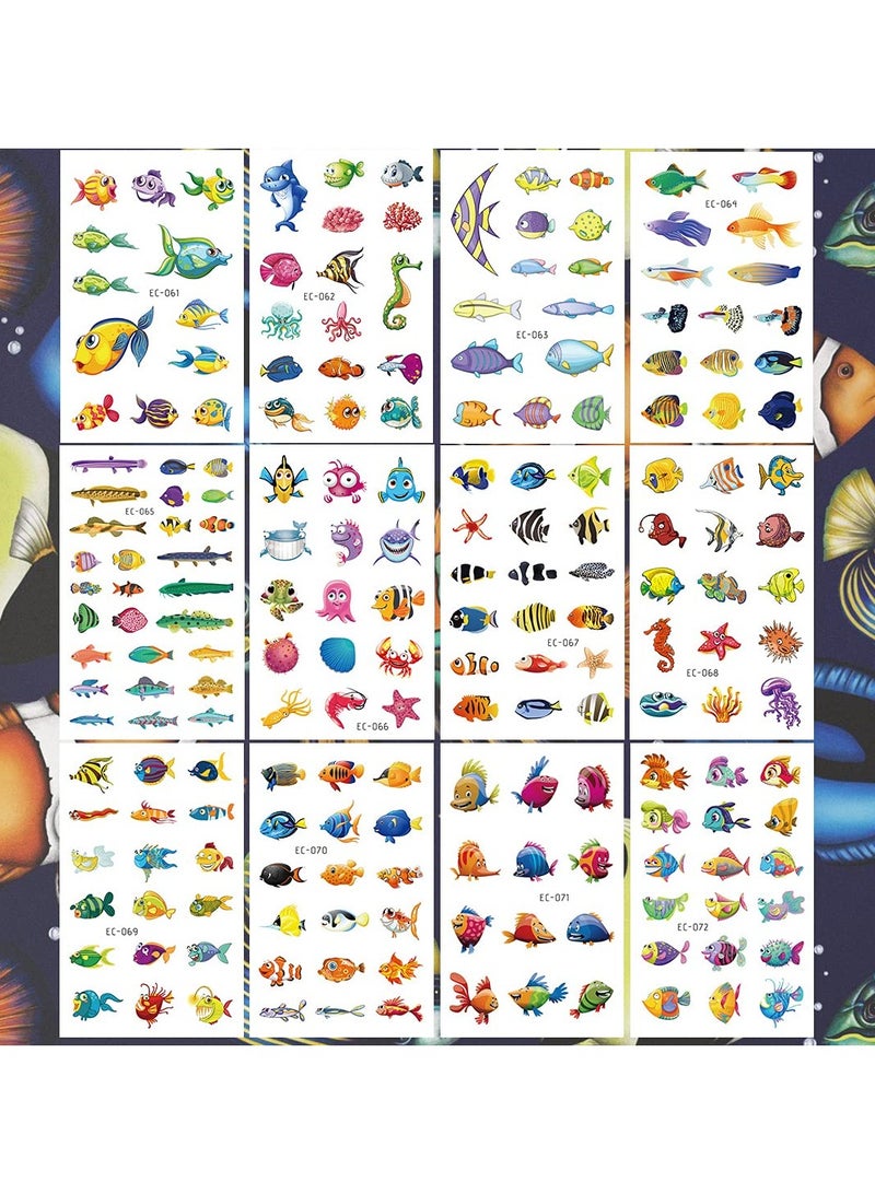 ORAINBOW Ocean Animals Temporary Tattoos for Kids 12 Sheets Ocean Fish Birthday Party Decorations Supplies Favors for Boys Girls - Image 2