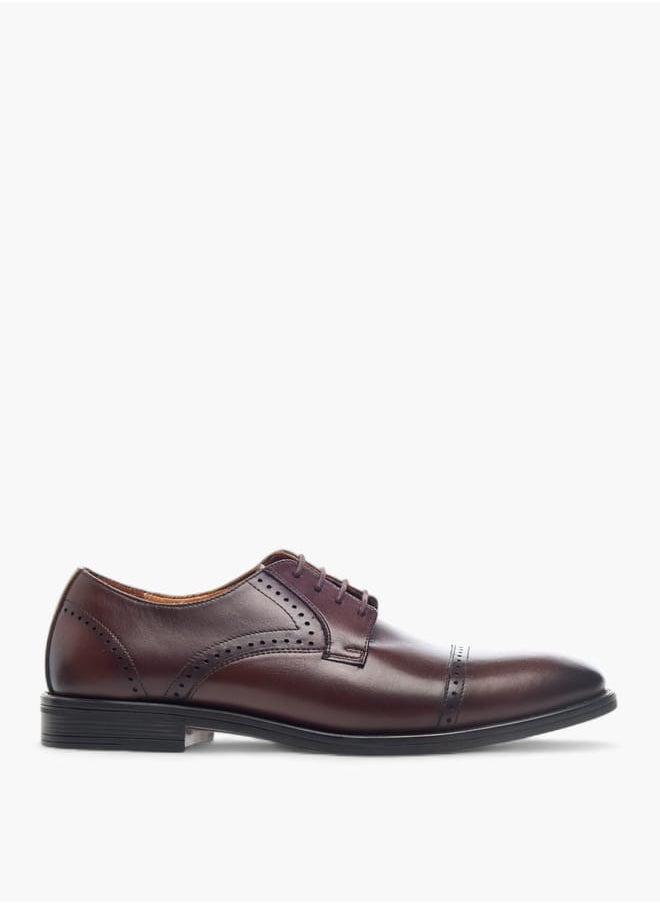 DUCHINI - Mens Solid Lace-Up Derby Shoes - Image 1