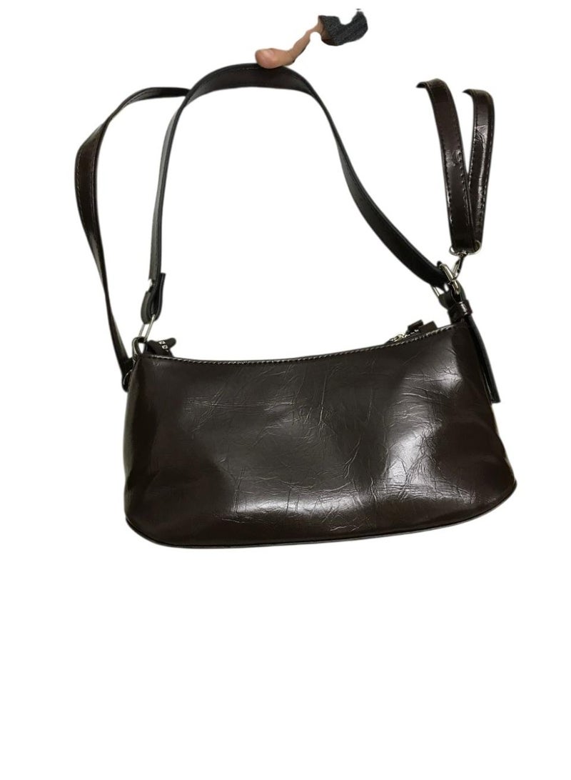 Medium Size Women Shiny Leather Crossbody Bag with Single Zipper, Stylish Shoulder Bag for Daily Use - Image 4