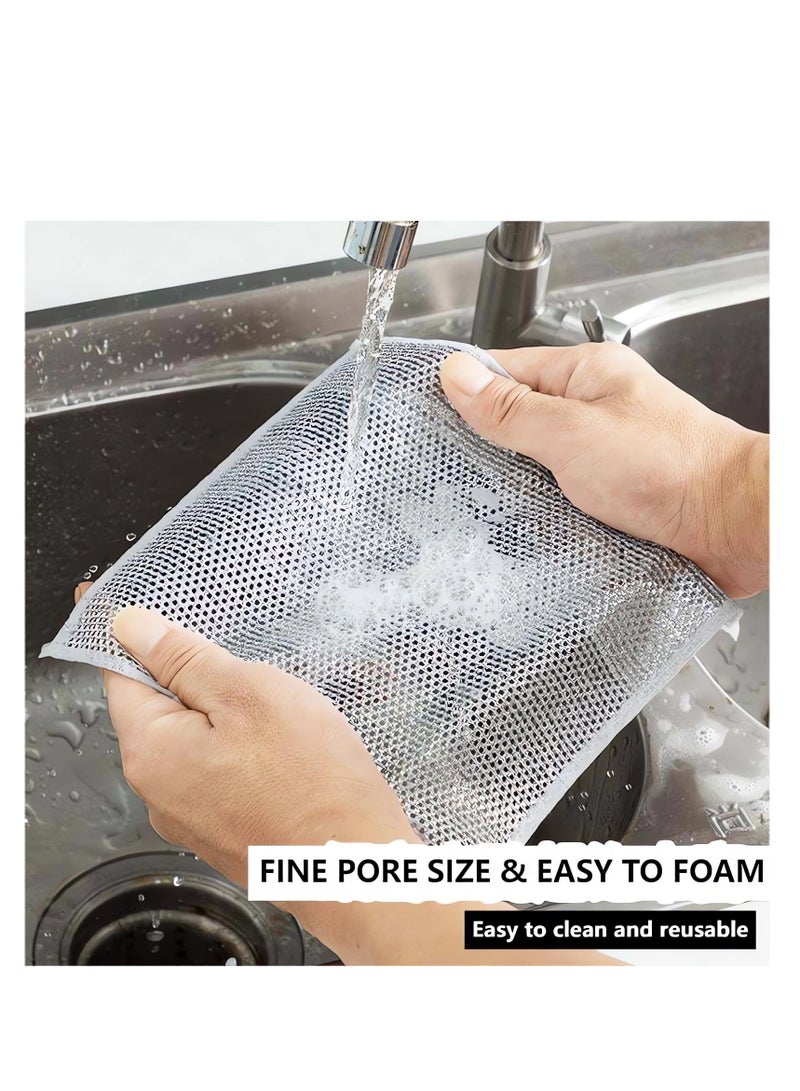 SYOSI Multipurpose Wire Dishwashing Rags, 20 Pcs Non-Scratch Wire Dishcloth for Wet and Dry, Non Scratch Scrubbing Pads, Steel Wire Dish Towel, Steel Scrubbers for Cleaning Dishes - Image 3