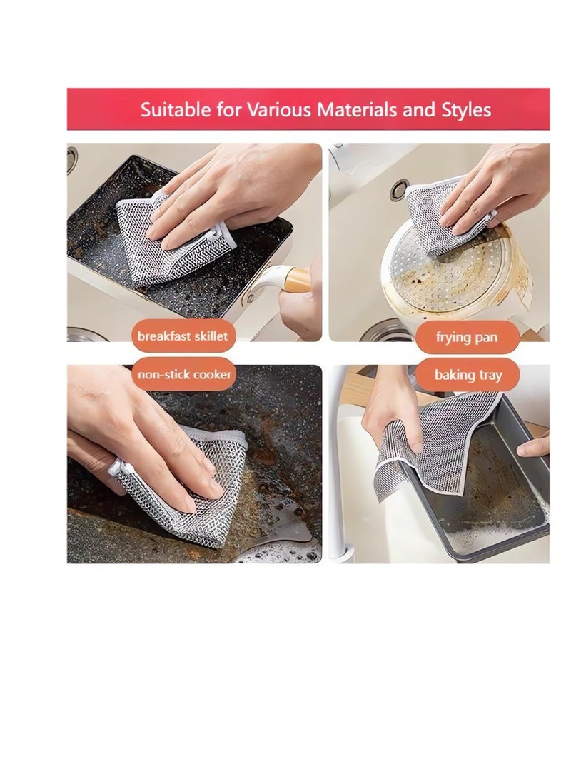 SYOSI Multipurpose Wire Dishwashing Rags, 20 Pcs Non-Scratch Wire Dishcloth for Wet and Dry, Non Scratch Scrubbing Pads, Steel Wire Dish Towel, Steel Scrubbers for Cleaning Dishes - Image 2