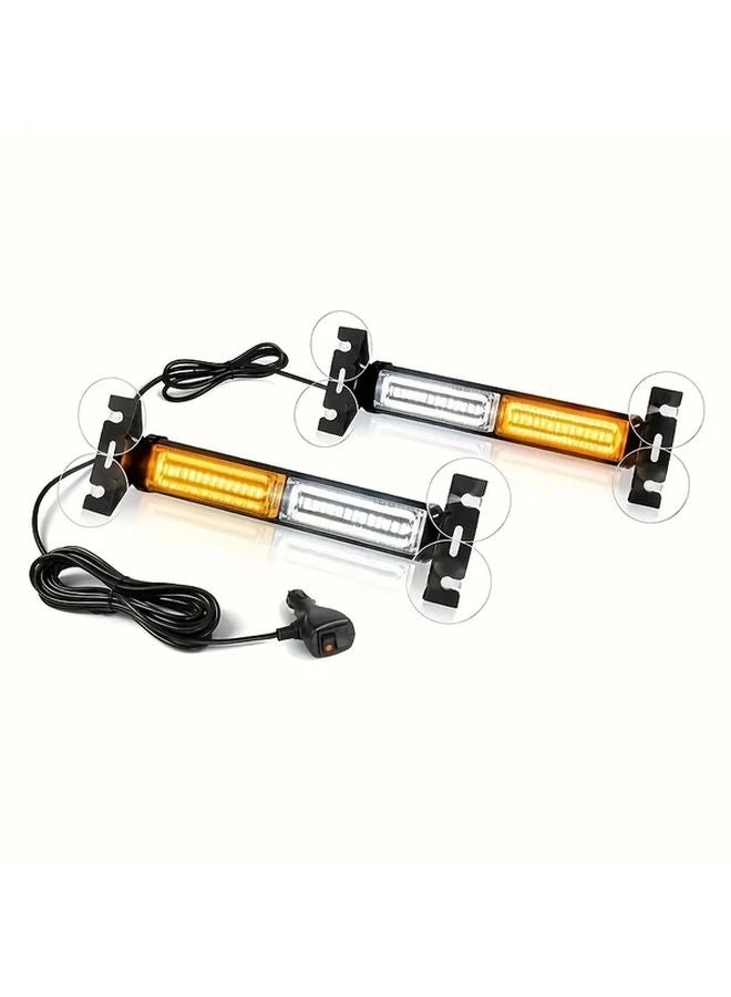 2 Pcs White Yellow 40 LED Safety Indicator Panel Light For Engineering Trucks - Image 1
