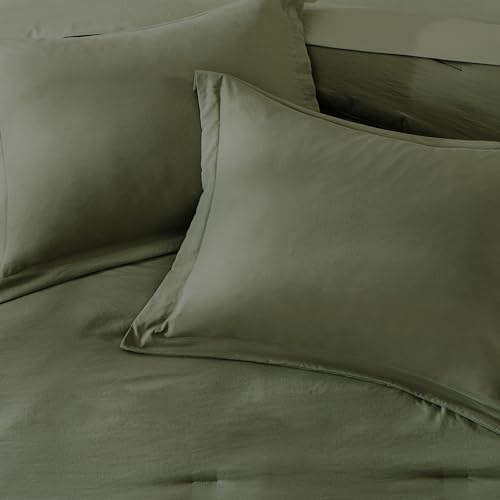 WRENSONGE Queen Comforter Set- 7 Pieces Soft Olive Green Bed in a Bag with Fitted Sheet, Flat Sheet, 2 Pillow Shams, and 2 Pillowcases- Warm Bedding Sets Queen for All Season - Image 4