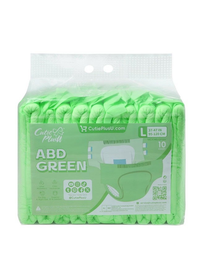CutiePlusU Disposable Adult Diaper Heavy Absorption Dry Surface Adult Diapers All Night- Green 10 Pieces (Large 37"-47") - Image 3