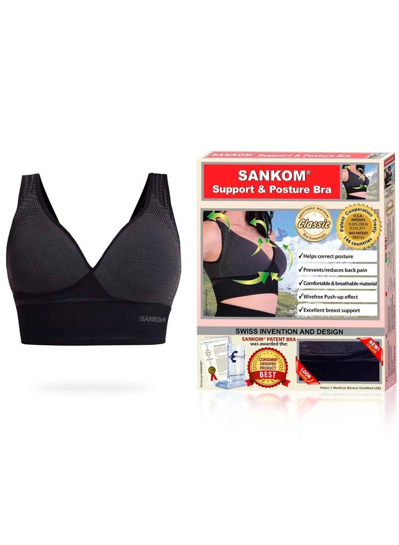Sankom - Patent Classic Bra For Back Support, Black M/L - Image 2