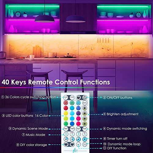 maylit 10 PCS Smart RGB Under Cabinet Lights Kit, Compatible with Alexa and Google Assistant, App and Remote Control, Music Sync Color Changing, Timer, Dimmable, for Cabinet, Counter, Shelf, Bookcase - Image 4