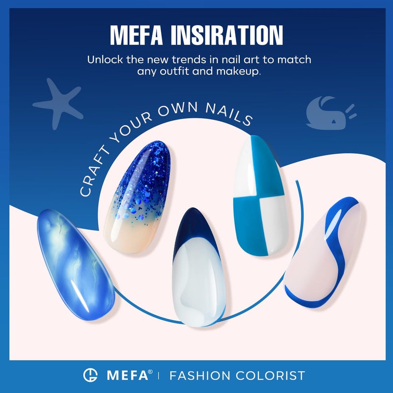 MEFA Blue Gel Nail Polish Set,6 Colors Midnight Navy Sapphire Blue Nail Polish Azure Glitter Dark Shades Starter Kit Soak Off Shimmer Gel Nail Art Design DIY Salon Manicure Holiday Gift for Women - Image 4