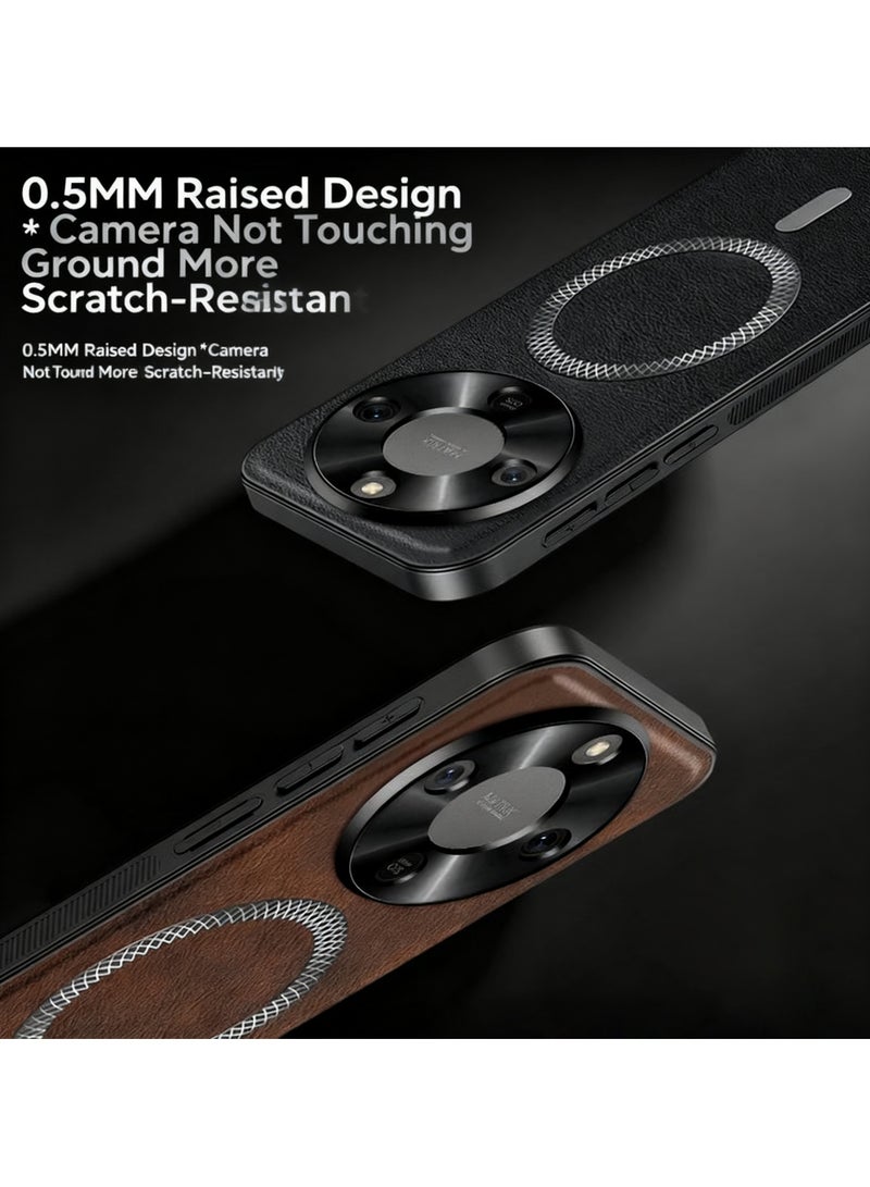 كومبي جراب For Honor X9d 5G مصنوع من الجلد الأنيق المغناطيسي المقاوم للتآكل وعدسات مغطاة بالكامل بقبضة غير قابلة للانزلاق وحافة الغطاء - Image 2