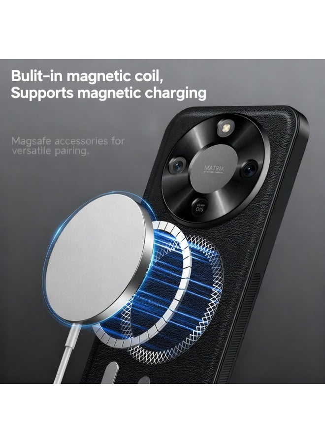 كومبي جراب For Honor X9d 5G مصنوع من الجلد الأنيق المغناطيسي المقاوم للتآكل وعدسات مغطاة بالكامل بقبضة غير قابلة للانزلاق وحافة الغطاء - Image 3