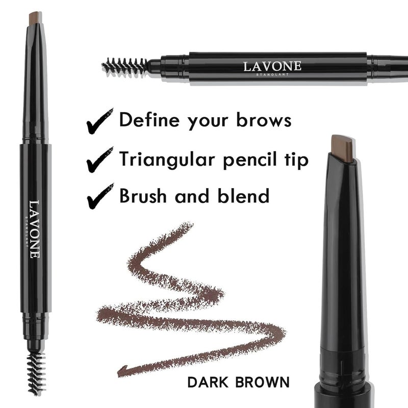 LAVONE Eyebrow Stamp Pencil Kit - Makeup Brow Stamp Trio with Waterproof Eyebrow Pencil, Eyeliner, Pomade, Dual-ended Brush - Dark Gray - Image 2