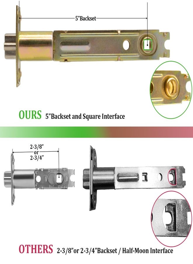 TPard 5-Inch Deadlatch Door Lock Replacement Latch with Square Interface Fits 5 Inch Backset Standard Entry Doors Knobset or 90°Rotation Leverset, Polished Brass - Image 4