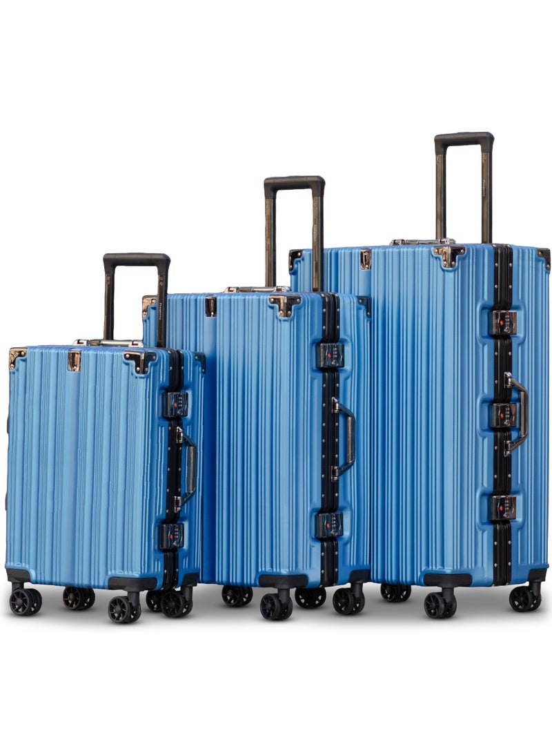 ZAAPPY Prosp 20/24/28 Inch Lightweight Aluminum Frame Unbreakable Fashion Travel Trolley Luggage 3Pcs Set, Polycarbonate Hard Shell Suitcase with 4 Quiet 360° Double Spinner Wheels - Image 1