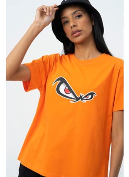 No Fear Orange Crew Neck Printed Short Sleeve Women's T-Shirt W50061  - Image 2