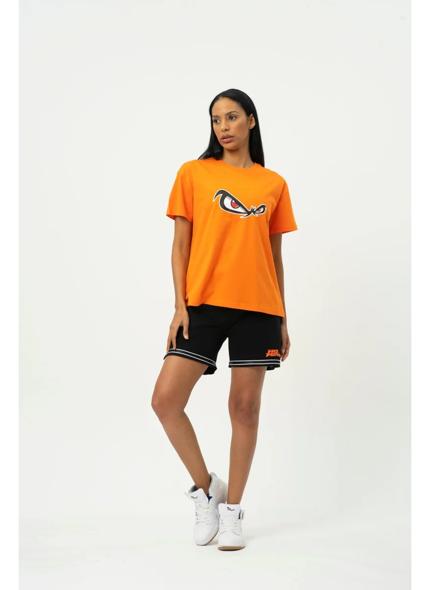 نو فير Orange Crew Neck Printed Short Sleeve Women's T-Shirt W50061