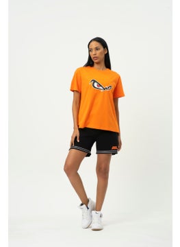 No Fear Orange Crew Neck Printed Short Sleeve Women's T-Shirt W50061  - Image 1