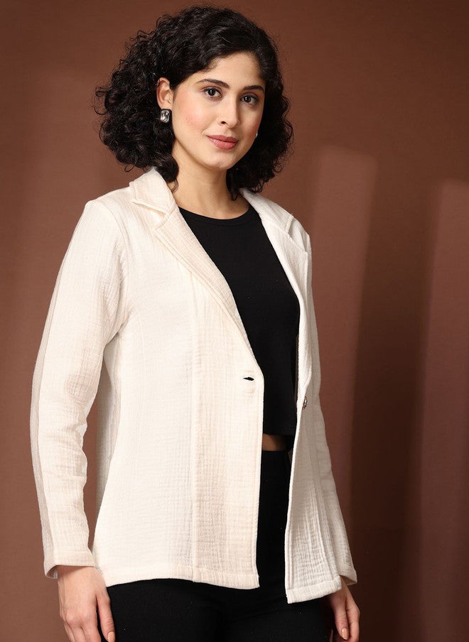 PlusS Cream Blazer for Women - Image 3