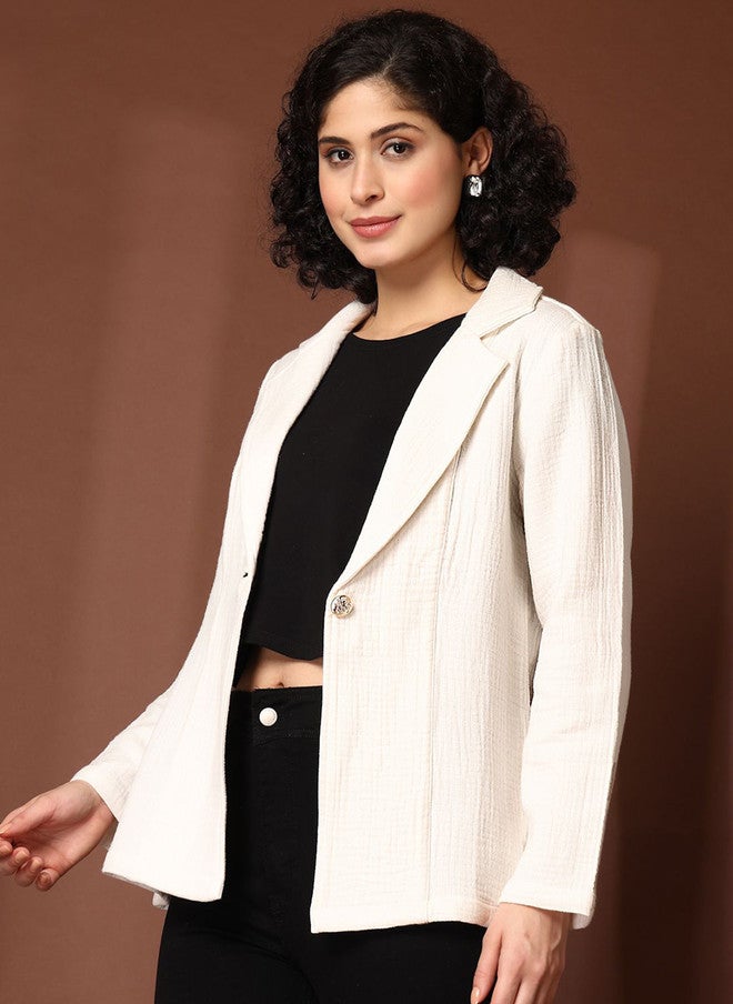 PlusS Cream Blazer for Women - Image 4
