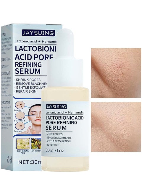 Lactobionic Acid Pore Refining Serum, Lactobionic Acid, Pores Tightening Serum, Reduce Fine Lines Facial Liquid Anti-Wrinkle, Skin Smoothing Serum, Pore Minimizer, For Men And Women Regardless Of Age