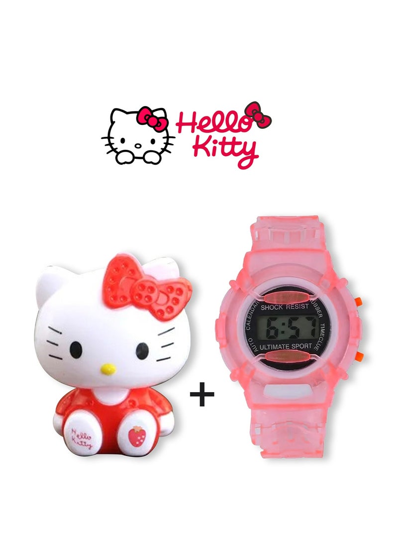 هالو كيتي مجسم لعبة اطفال هيلو كيتي وساعة