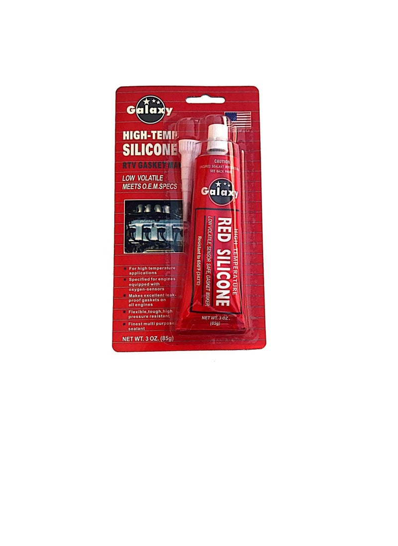 Galaxy - Galaxy High Temperature 650F (343C) Silicone RTV Gasket Maker 85g Red - Image 1
